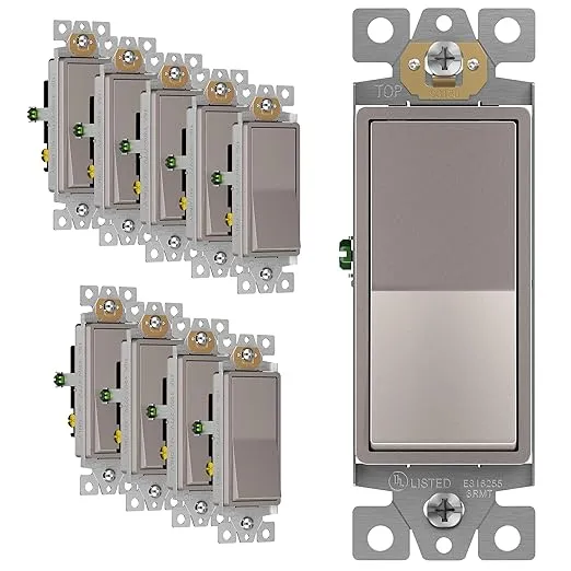 Enerlites 3-Way Decorator Paddle Light Switch, Gloss Finish, Single Pole or Three ...