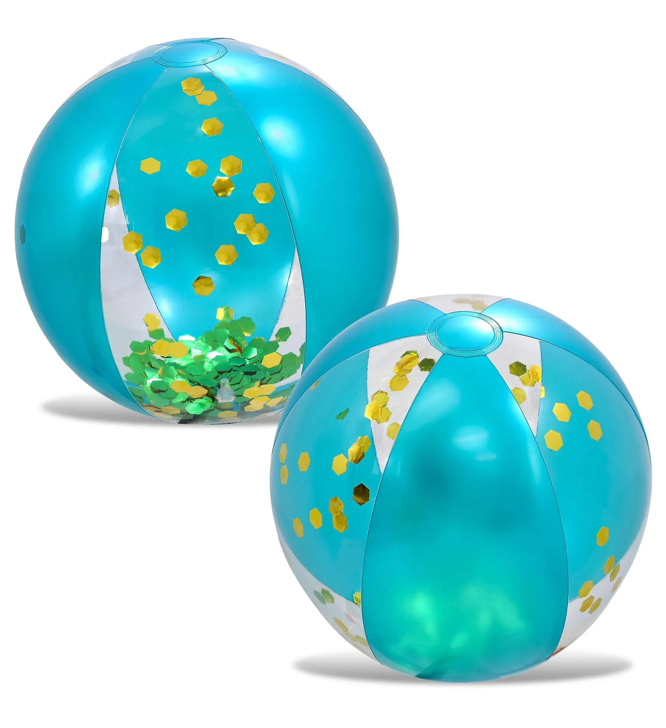 POZA Inflatable Beach Balls Set of 2 Elegant Glitter Confetti Premium Floaters