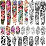 Gabizafia 8 Sheets Full Arm Flower Temporary Tattoo and 17 Sheets Half Arm Tattoo 30 Sheets Tiny Tattoo Butterfly Waterproof Realistic Tattoos for Girls Women