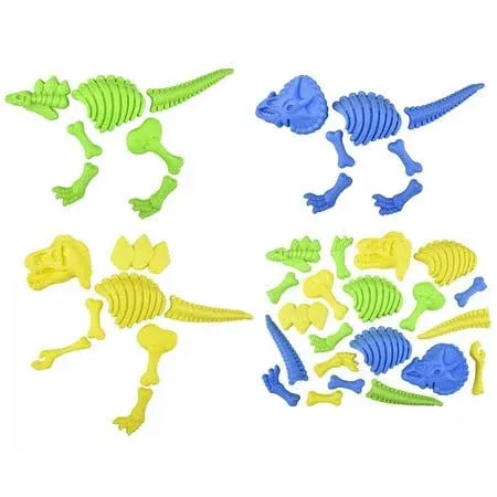 Zugar Land Dinosaur Fossil Sand Mold Beach Set (3 Colors) 22 Pcs. In Mesh Bag