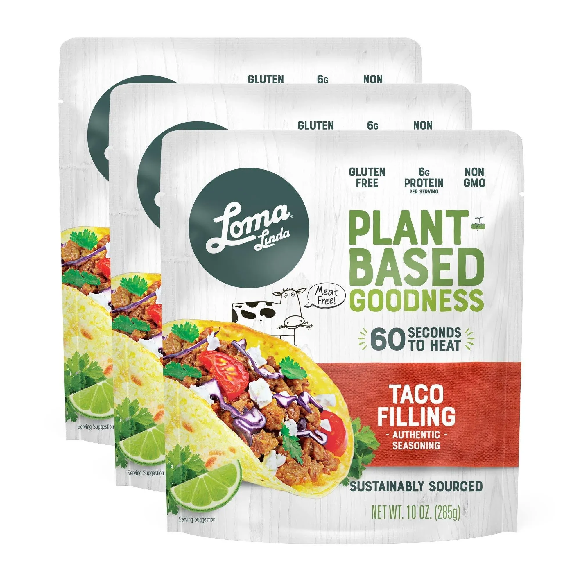 Loma Linda Blue - Plant-Based Meal Solution - Taco Filling (10 oz.) (Pack of 3) - Non-GMO, Gluten Free