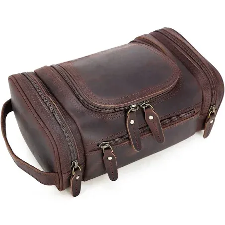 Polare Toiletry Bag Full Grain Leather Shaving Kit Dopp Kit Travel Case Wash Bag with YKK Zippers