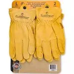 Plainsman All-Purpose Premium Cabretta Leather Gloves, Yellow, 2 Pairs LARGE