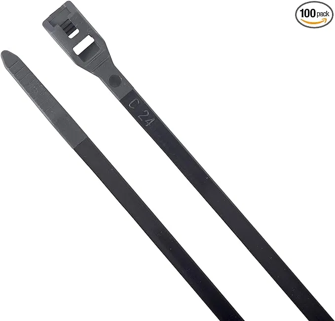 Low-Profile Cable Tie, UV Black, 8", 100 pk., Bender, Ctch8-60100uvb