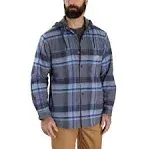 Carhartt Men's Rugged Flex Relaxed Fit Flannel Fleece Lined Hooded Shirt Jac