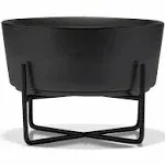 Waggo Simple Solid Dog Bowl & Stand, Medium, Matte Black