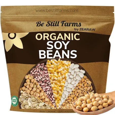 Be Still Farms Organic Soybeans Bulk (4.8 lb) - Soy Beans Dry - aka Soya Nuts Great for Edamame, Soy Milk, Tofu - High in Protein Fiber | USA Grown | USDA Certified | Vegan | Non-GMO | Gluten Free