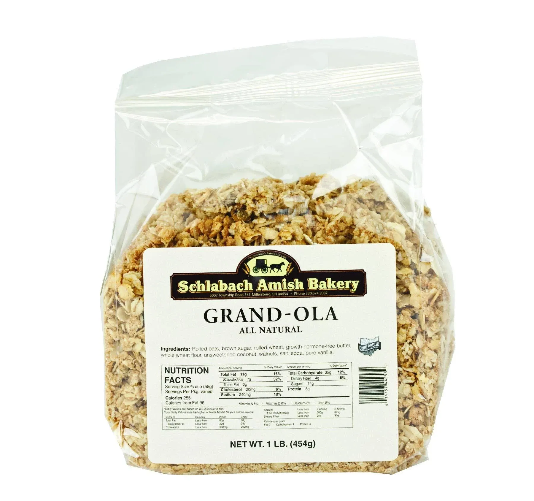 Schlabach Amish Bakery All Natural Grand-ola Granola, 16 oz. Bags (Original, 4 Bags)