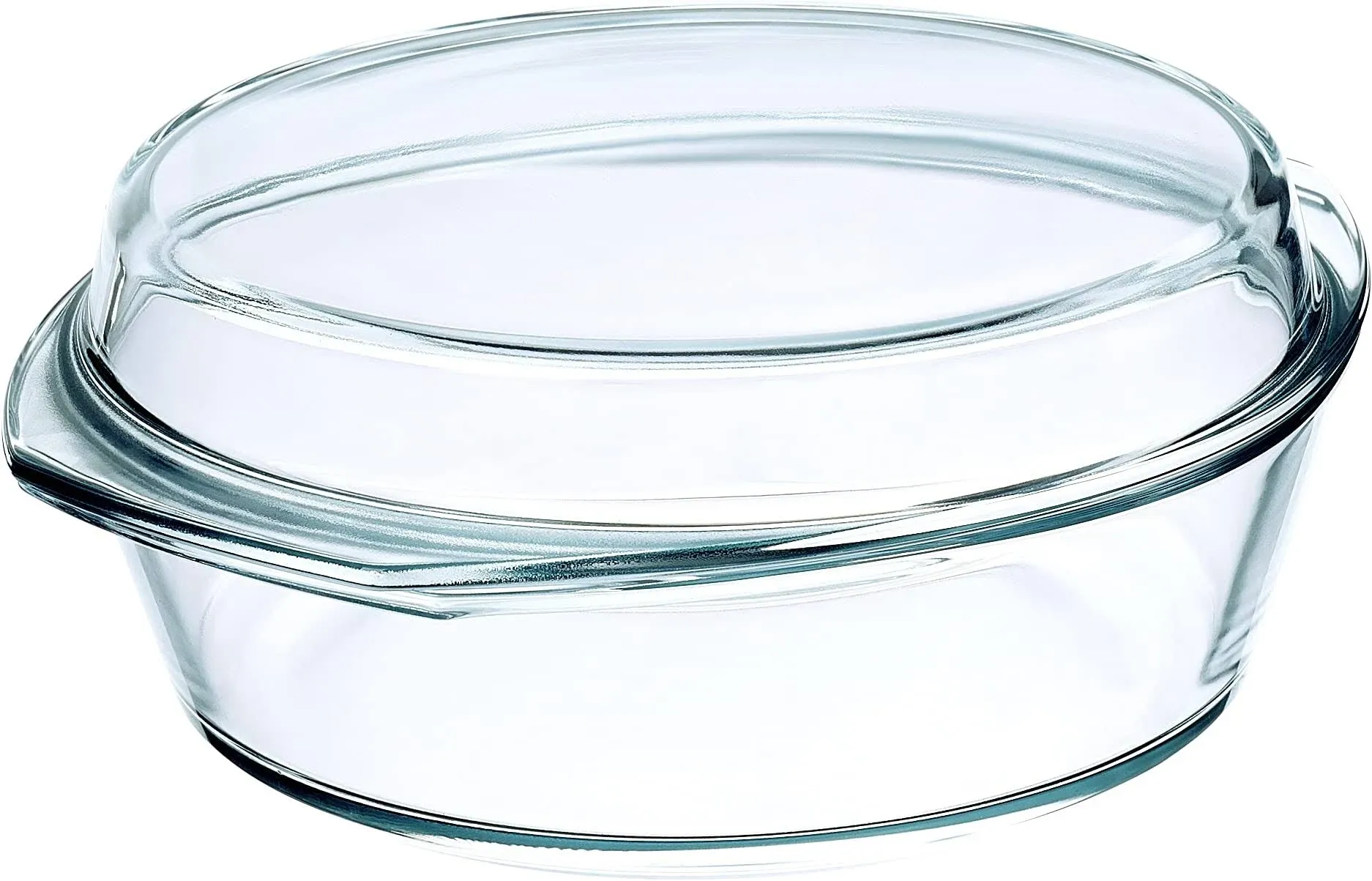 (3.3L) - Clear Round Glass Casserole by Simax | with Lid, Heat, Cold and Shock Proof, Made in Europe, 3.3L