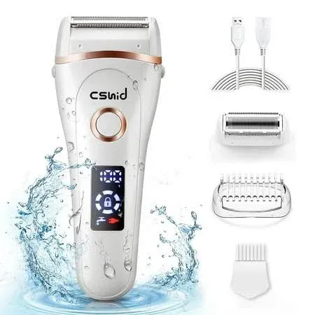 Cshidworld Women Electric Shaver 3 in 1 Wet & Dry Painless Hair Removal IPX6 Waterproof Lady Electric Razor Cordless Facial Body EP