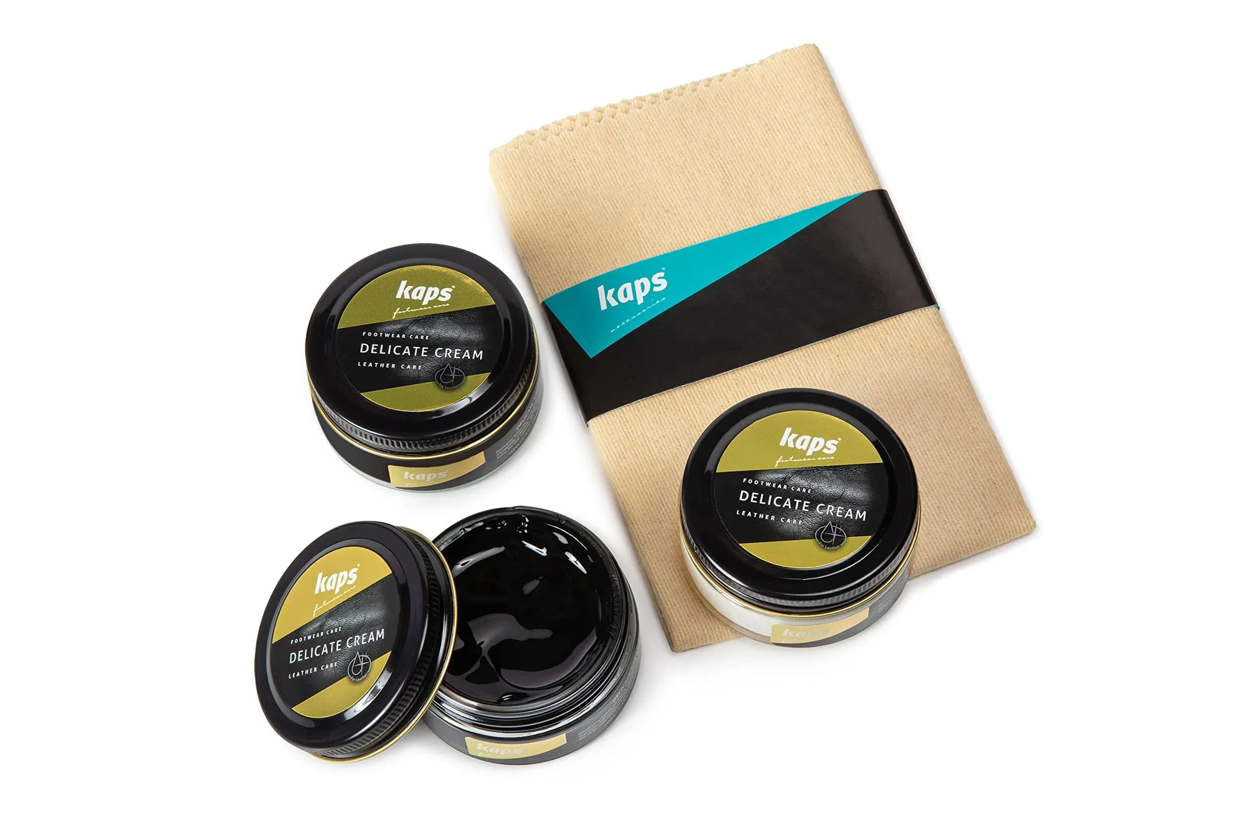 Kaps Professional Boot and Shoe Polish Cream with Cotton Cloth, Set of 3-50 Ml/1 ...