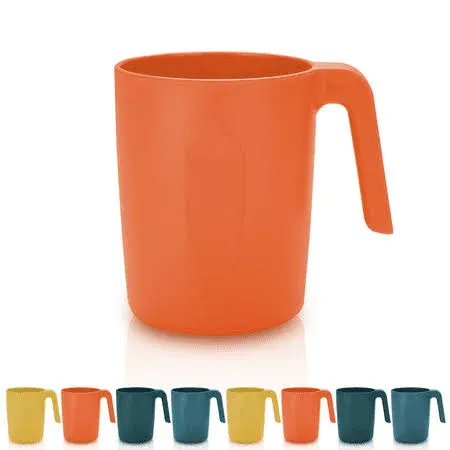 Reanea Orange Plastic Mug Set 8 Pieces, Unbreakable and Reusable Light Weight ...