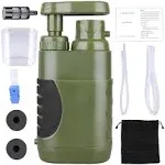 Portable Hand Pump Water Filter,100000Gallons Camping Water Filter Survival,3-Grade Backpacking Water Filter System 0.01μm Camping Water Purifier for Family-Outdoor,Emergency