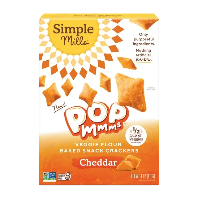 Pop Mmms Cheddar Baked Snack Crackers, Gluten Free, 4 Ounce (Pack of 3)