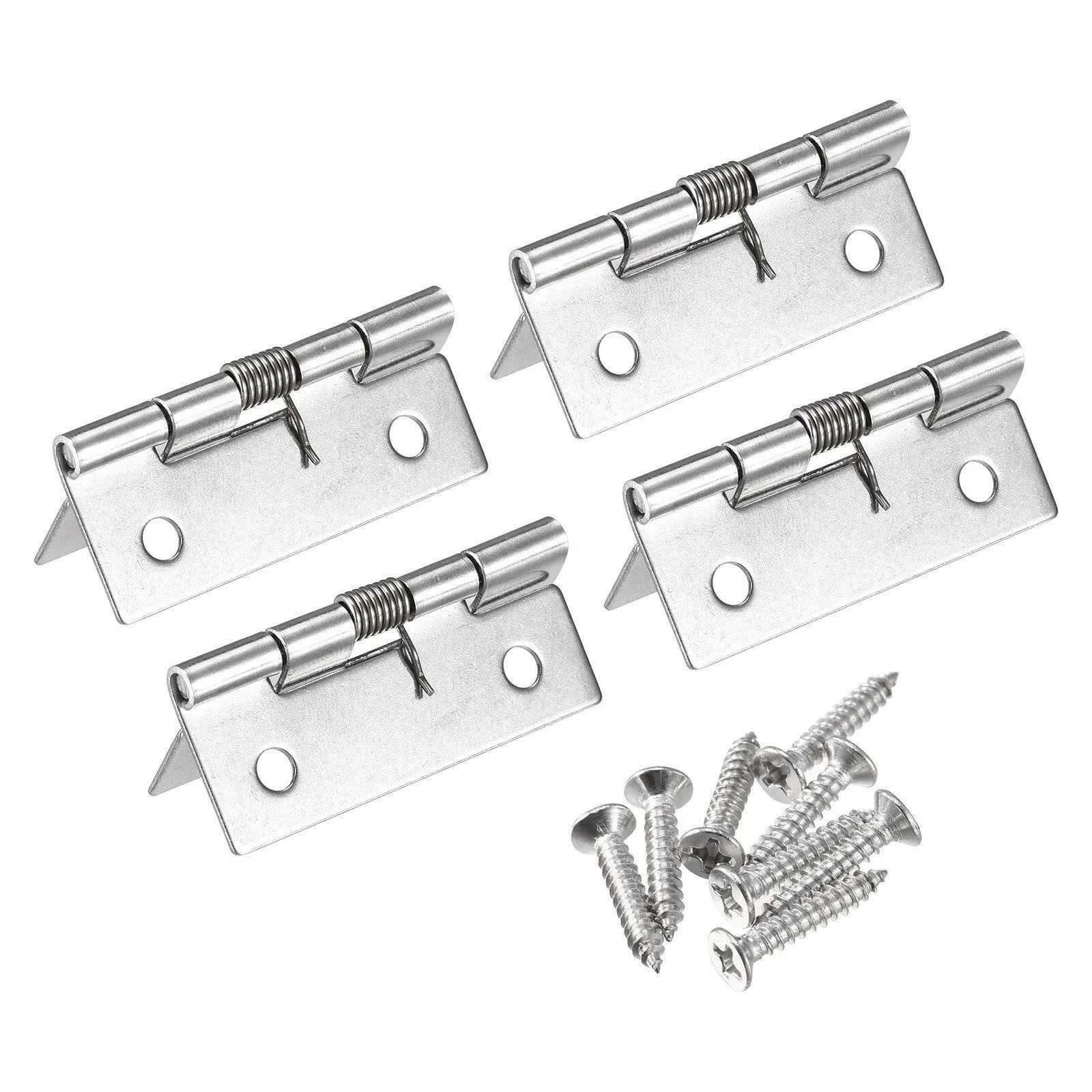 4pcs Spring Loaded Hinges 2&#034; 304 Stainless Steel Self Closing Hinge for Cabinet