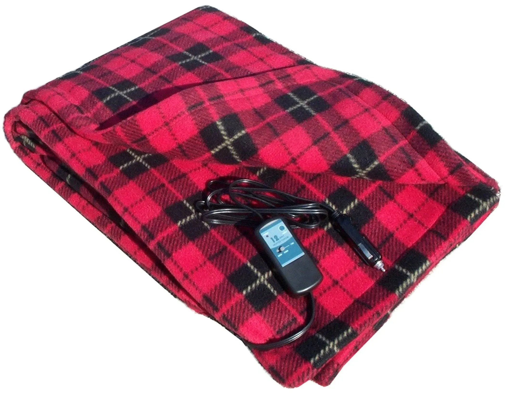 Trillium TWI-2001 Car Cozy 2 Large Red Plaid Super-Soft Heated Fleece