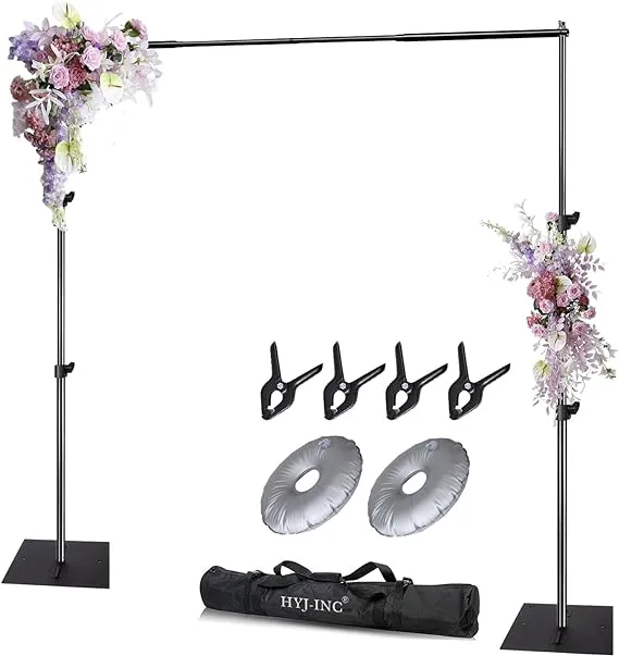 HYJ-INC HYJINC Pipe and Drape Photography Backdrop Stand Kit Adjustable Photo Background Stand 10ft x 65ft with Metal Base for Parties