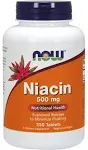 NOW Supplements, Niacin (Vitamin B-3) 500 mg, Flush-Free, Double Strength, Nutritional Health, 180 Veg Capsules