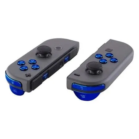 eXtremeRate Replacement Full Set Buttons for Joycon of NS Switch - Chrome Blue Glossy