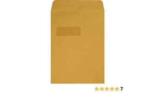 LUX 9 x 12 Open End Window Envelopes 50/Pack 28lb. Brown Kraft (1590BK-50)