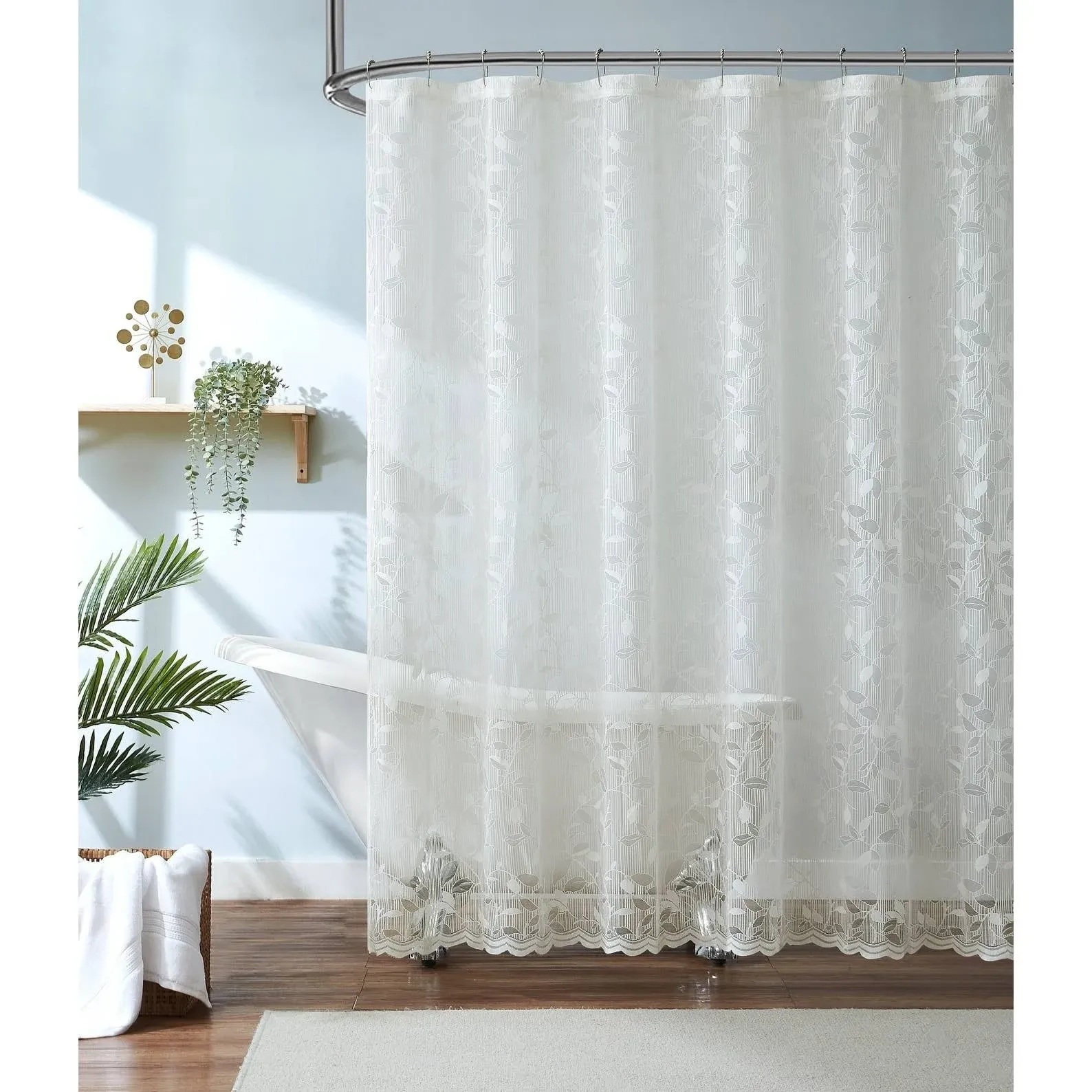 Warm Home Designs 72" W x 72" L Ivory Lace Shower Curtain