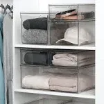 mDesign Plastic Stacking Closet Storage Organizer Bin with Drawer