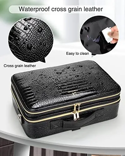 MONSTINA MONSITNA Extra Large Makeup Case 16.3 inch Super Large Capacity Travel Makeup Train Case Professional Makeup Artist Case Nail Polish Organizer Storage