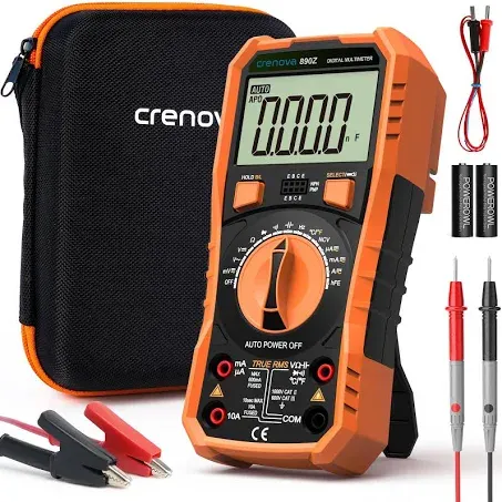 Crenova 890Z Digital Multimeter, 6000 Counts TRMS Multimeter Tester, DC AC Voltmeter Ohmmeter, Measures Voltage Current Capacitance Diodes Continuity Resistance Transistor Temperature with NCV