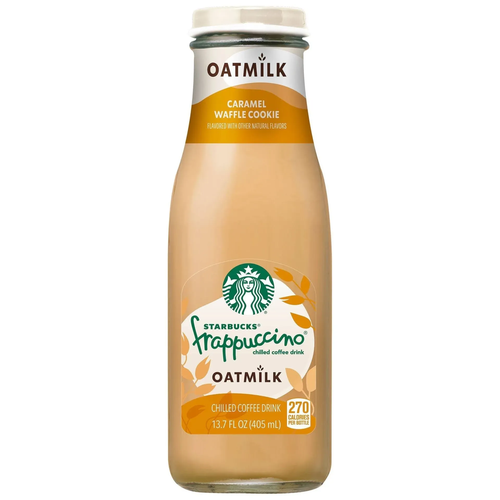 Starbucks Oatmilk Frappuccino, Coffee Drink, Caramel Waffle Cookie Oat Milk, 13.7 fl oz Bottles (12 Pack), Iced Coffee