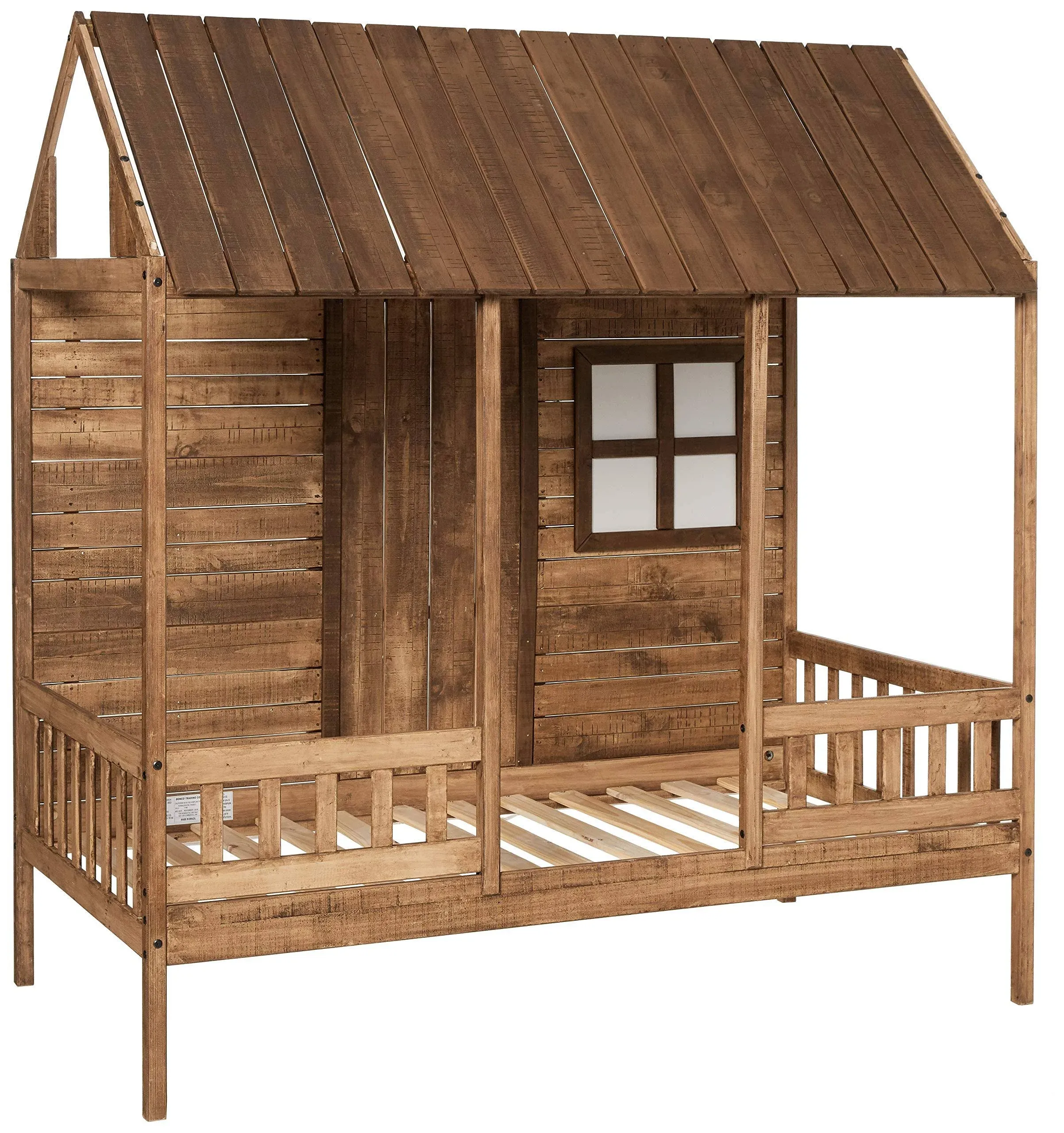 Rustic Driftwood Twin Low Loft Bed - Front Porch