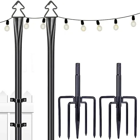 String Light Poles 2 Pack 9.8FT Light Pole for Outside Hanging - Backyard, Garden, Patio, Deck Lighting Stand for OutdoorParties, Wedding