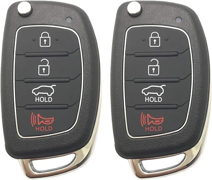 Folding Replacement Key Fob Cover Case fit for Hyundai 2015-2017 Sonata 2013-2015 Santa Fe Tucson Keyless Entry Key Fob Shell (Pack 2)