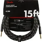 Fender Deluxe Series Straight To Straight Instrument Cable - 15 Foot Black Tweed