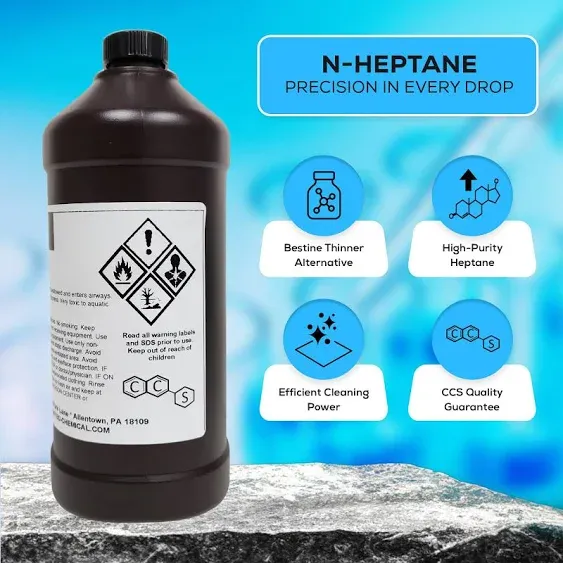 n-Heptane High Purity 1000ml (32oz) Bestine Thinner