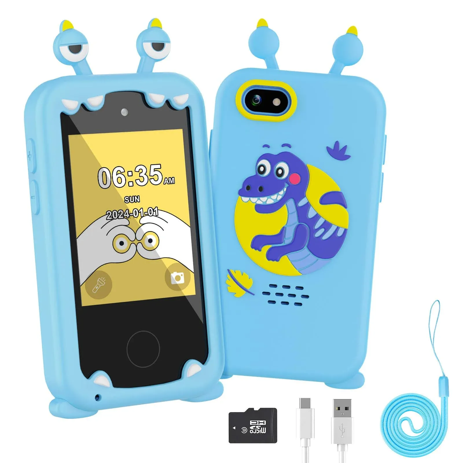 Diswoe Kids Smart Phone for Boys and Girls Dinosaur Toys 3 4 5 6 7 8 9 Years Old Touchscreen Cell Phone with 8GB SD Card and Multi APPs for Learning, Christmas Birthday Gifts for Kids Age 6-8