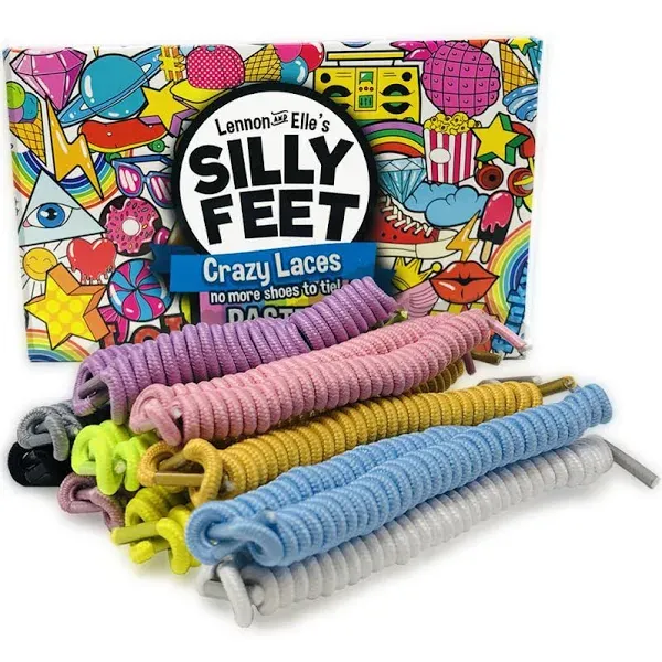 Silly Feet No Tie Shoelaces 10 Pairs Pastel Twisty Laces