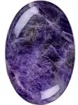 Amethyst Palm Stone Crystal - Natural Chakra Therapy Polished Healing Crystal Oval Pocket Gemstone for Anxiety Stress Relief