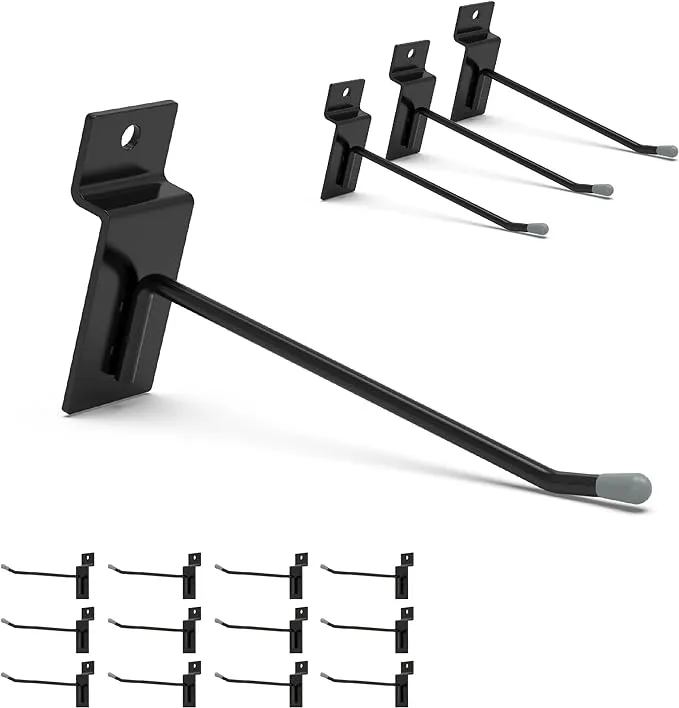 HUHOLHUHOLE Black Slatwall Hooks 4 Inch 50PC Slatwall Accessories Slat Wall H...