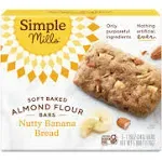 Simple Mills Nutty Banana Bread Soft Baked Almond Flour Bars, 5.99 OZ