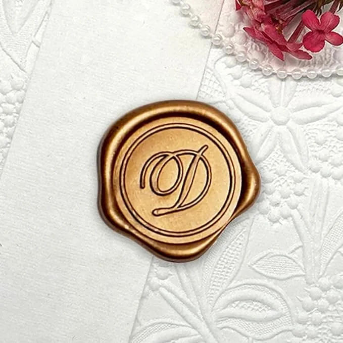 Initial Alphabet Gold Adhesive Wax Seal Stickers, 25Pack Letter Wax Seal Stickers Envelope Seal Stickers Envelope Seals Self Adhesive Gold Stickers for Wedding and Stationery (Letter D)