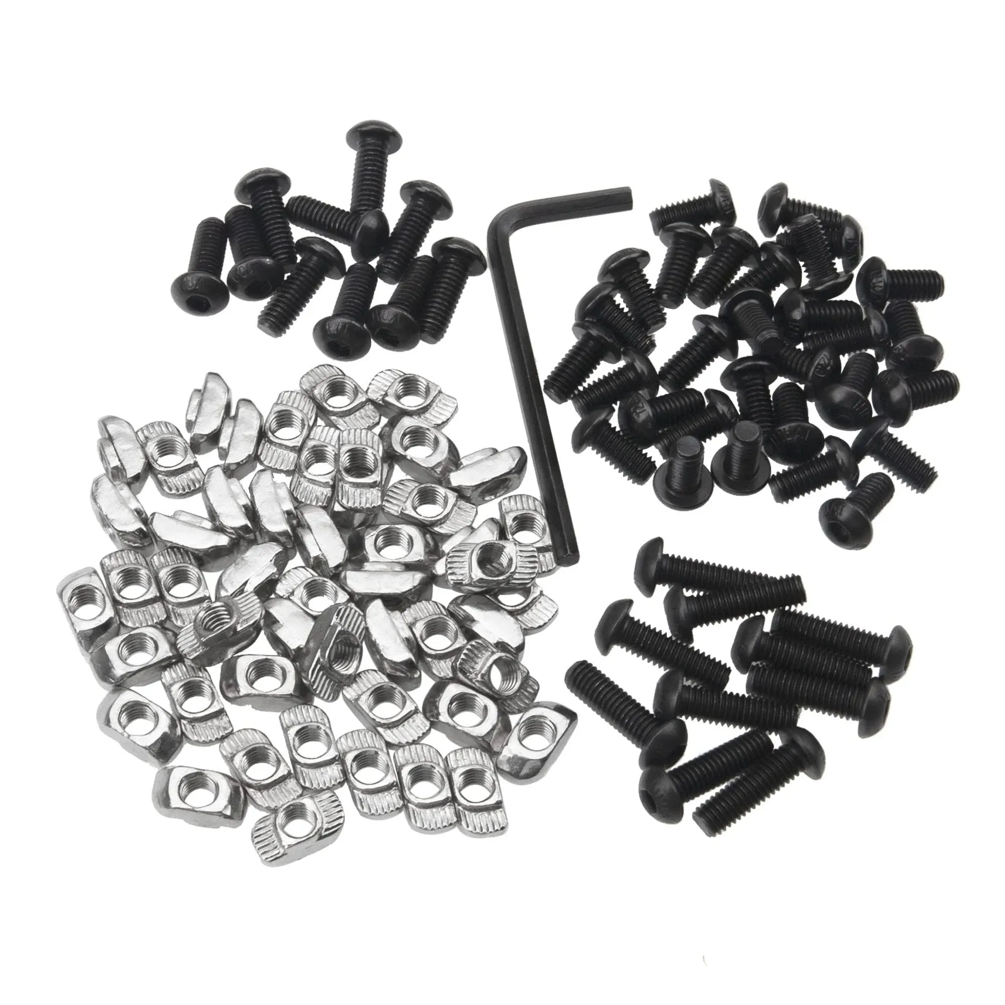 100Pcs M6 T-Nuts Screws Assortment Kit, Hammer Head T-Slot Nut for 3030 Series European Standard Aluminum Profile