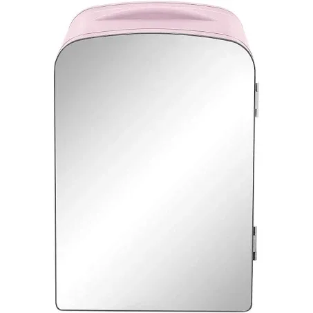 Chefman Portable Mirrored Personal Makeup & Skincare Mini Fridge, 4 Liter, Pink