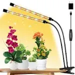 LPMZMBL Full Spectrum Dual Heads Grow Lights for Indoor Plants, Plant Lamps with Clips 10 Level Brightness and 3/9/12H Timer for Plants Growing