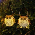 2 Pack Hanging Solar Lanterns - Garden Light Waterproof Metal Decorative Lights