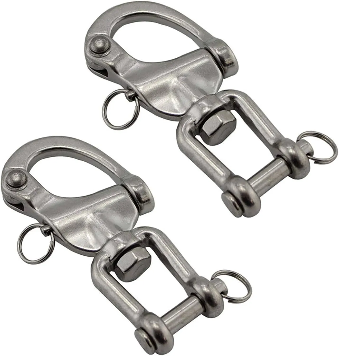 NRC&XRC Pair Jaw Swivel Snap Shackle 316 Stainless Steel for Sailboat Spinnaker Halyard &Diving