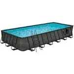 Funsicle 24'x12'x52" Oasis Rectangle Outdoor Above Ground Swimming Pool, Brown