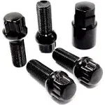 Set of 4 Veritek 14x1.5mm 2.10 inch 28mm Shank Length 19mm 21mm Key Hex R12 OE Black Ball Seat Wheel Bolt Locks for Mercedes Audi VW Factory Wheels