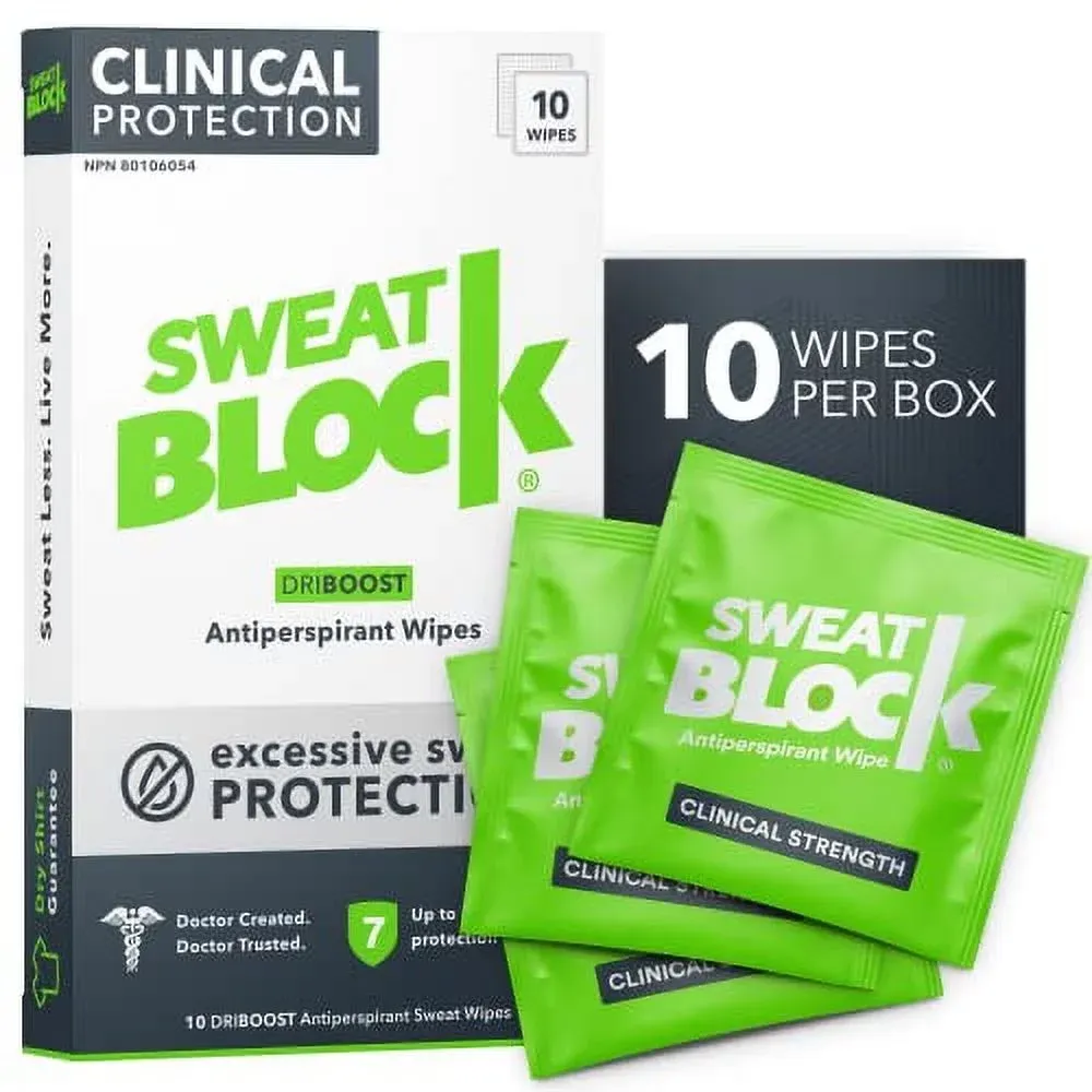 SweatBlock Antiperspirant Reduces Sweating Clinical Strength Underarm Wipes