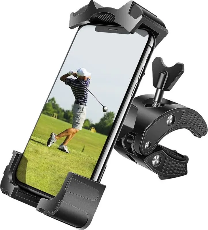 Universal Phone Holder Golf Cart, Phone Mount for Bike, Bicycle, Push Cart, Boat, Car, Stroller, Motorcycle, Fits Most Mobile Smartphones, Adjustable Handlebar Cell Phone Holder Shockproof