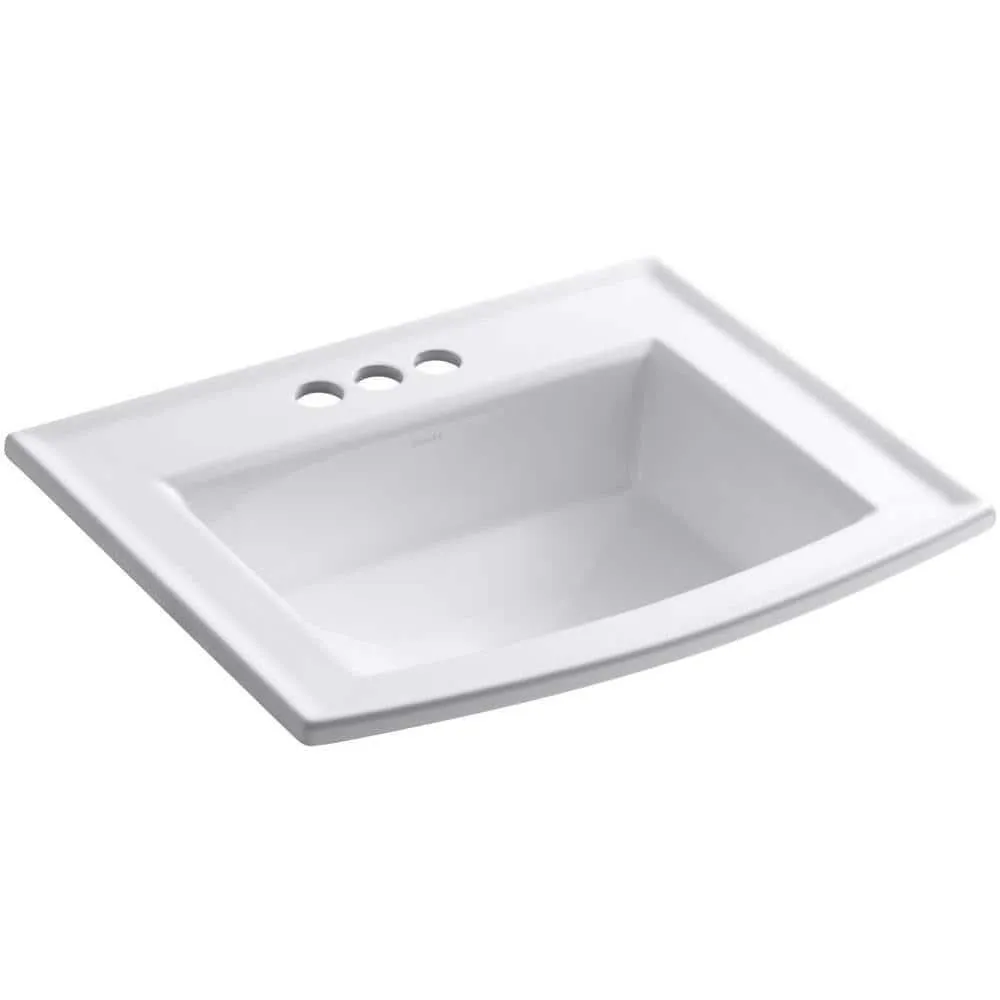 KOHLER K-2356-8 ARCHER 22-5/8 INCH DROP IN BATHROOM SINK WITH 3 HOLES DRILLED AND OVERFLOW